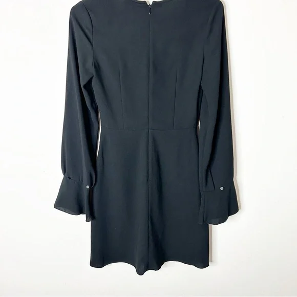 Aritzia Wilfred Corinne black Mini Dress Size 00 Long sleeves v-neck A-line - Picture 9 of 16